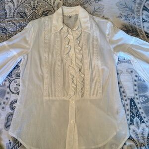 CAbi white cotton poet shirt. Size small